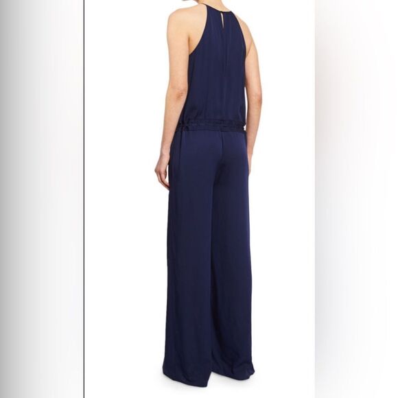 Diane Von Furstenberg Davin Navy Drawstring Jumpsuit Silk Blend 4 - Picture 2 of 10